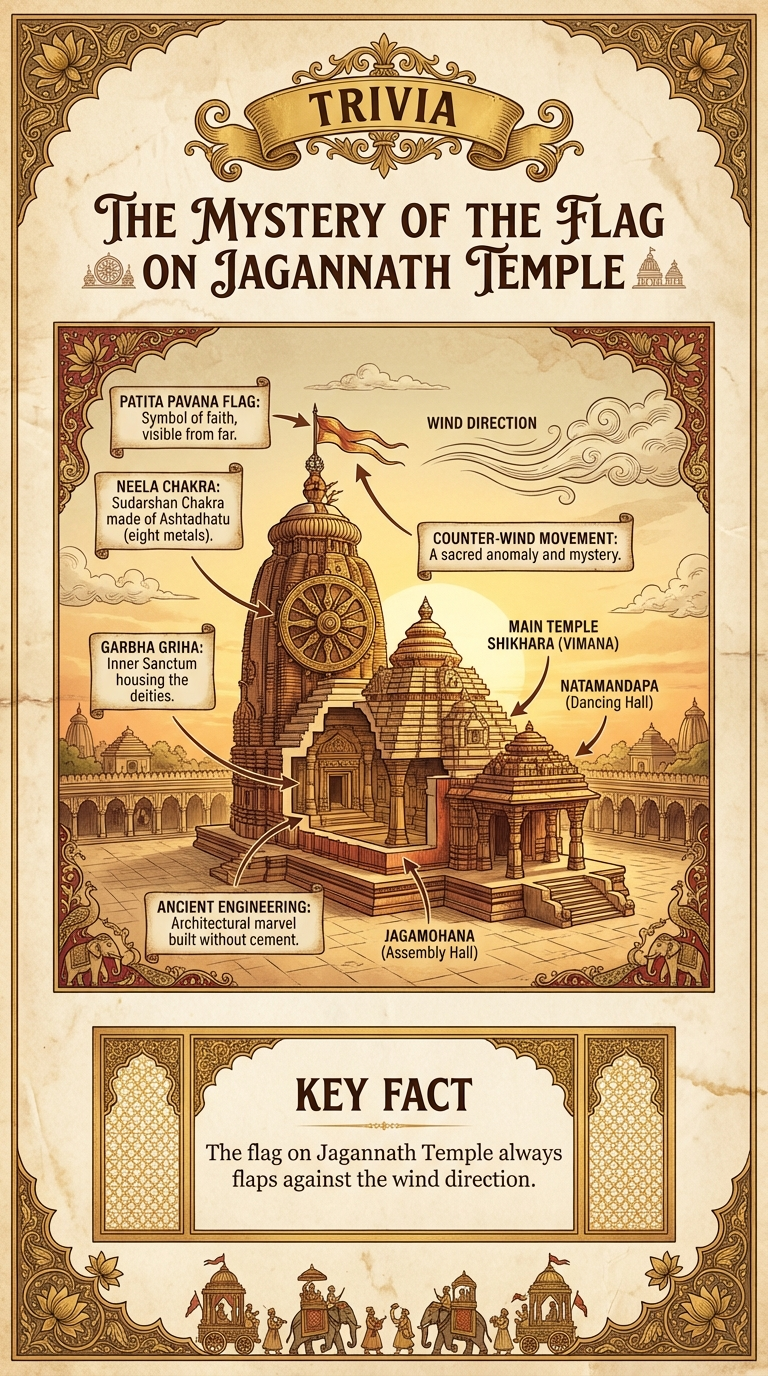 The Mystery of the Flag on Jagannath Temple Infographic
